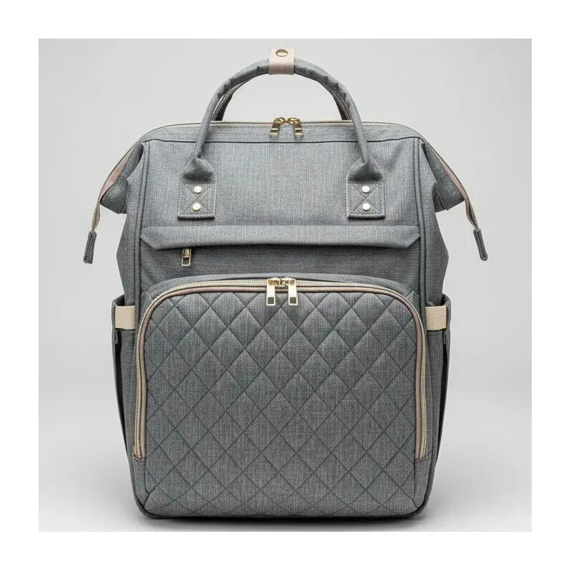 Bolso Pañalera Morral Moderno De Bebe 11519-14 Gris Claro Lisa