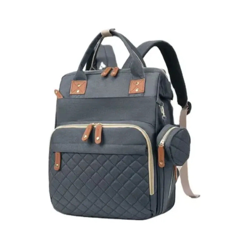 Pañalera Tipo Morral Mochila Con Bolsillos Termicos Usb 9010 Gris Oscuro