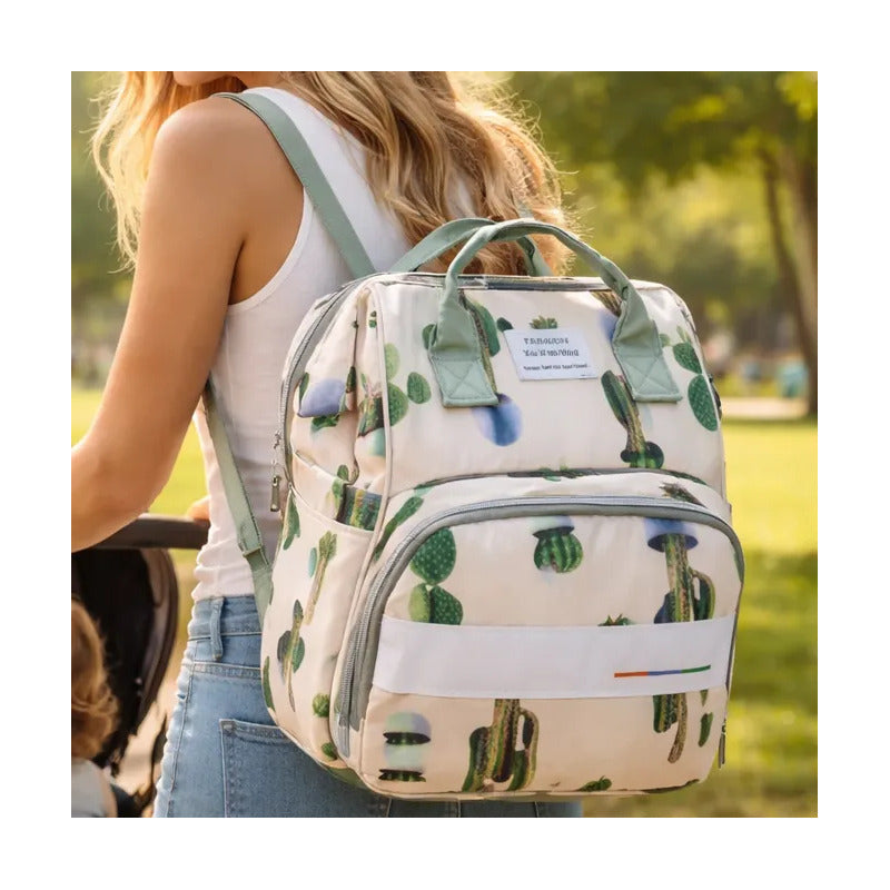 Bolso Pañalera Morral Moderno De Bebe Estampados 11519-8 Beige Captus
