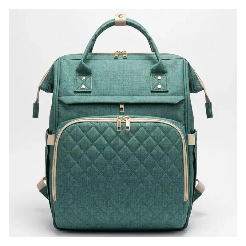 Bolso Pañalera Morral Moderno De Bebe 11519-14 Verde Lisa