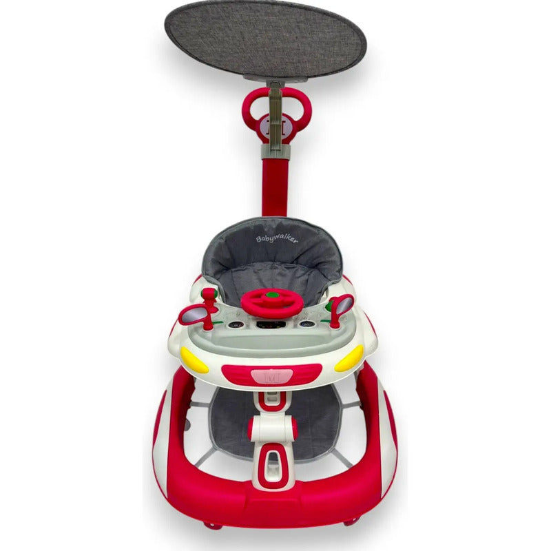 Caminador Andadera Timon Llantas Musical Con Guia944-b Color Rojo