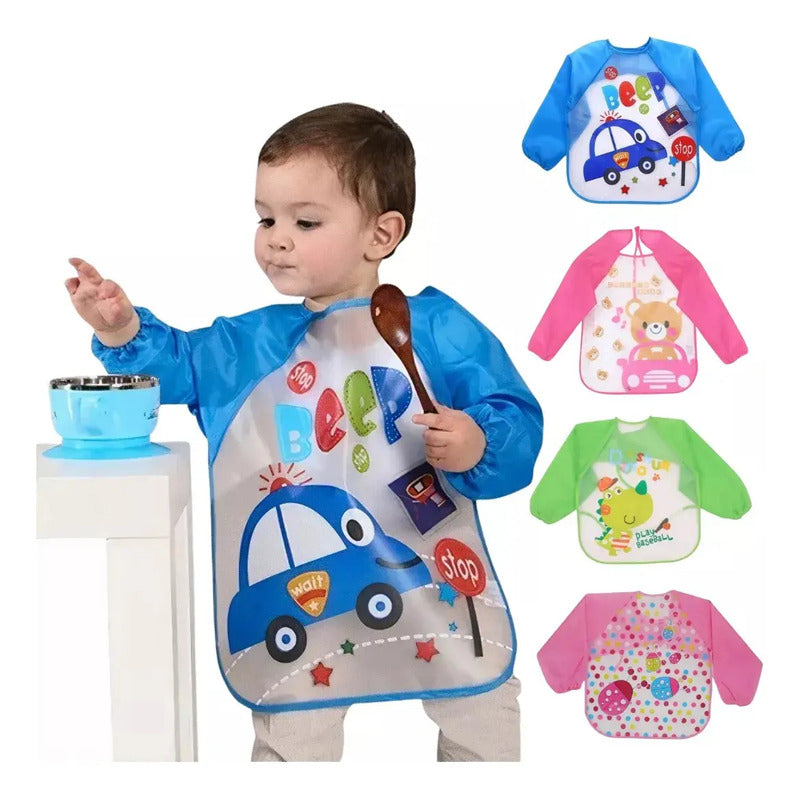 Babero Delantal Bebés Y Niños De Manga Larga Impermeables