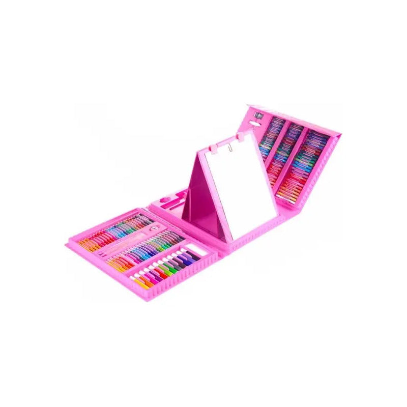 Super Mega Art Set 208 Piezas Crayon Lavable Incluye Estuche Rosa