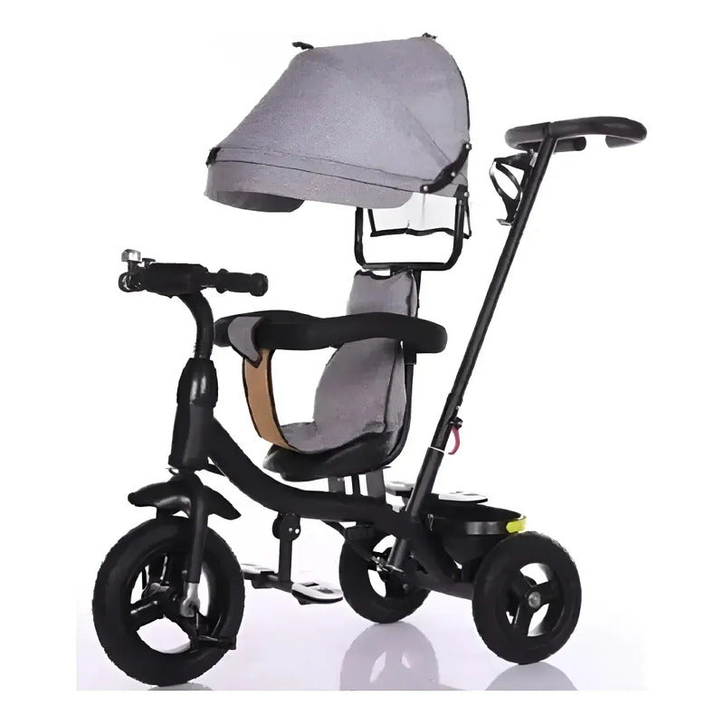 Triciclo Paseador Con Guía Bebe Infantil Paseador 6041 Gris