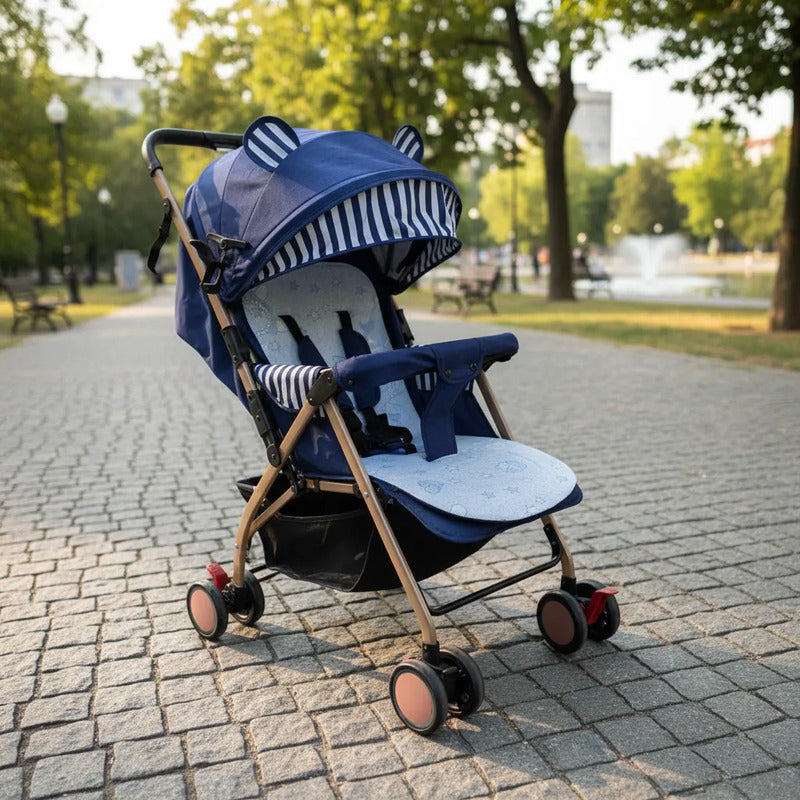 Coche Paseador Para Bebe Facil De Cerrar Y Reversible 803-7 Azul Dorado