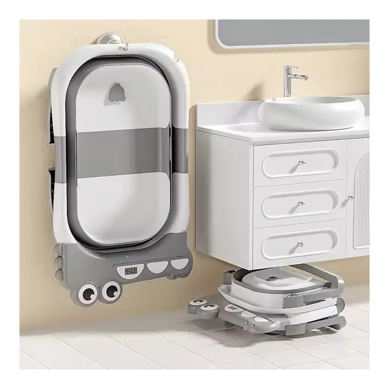 Bañera Plegable Portátil Con Termómetro Y Cojin Malla 6869
