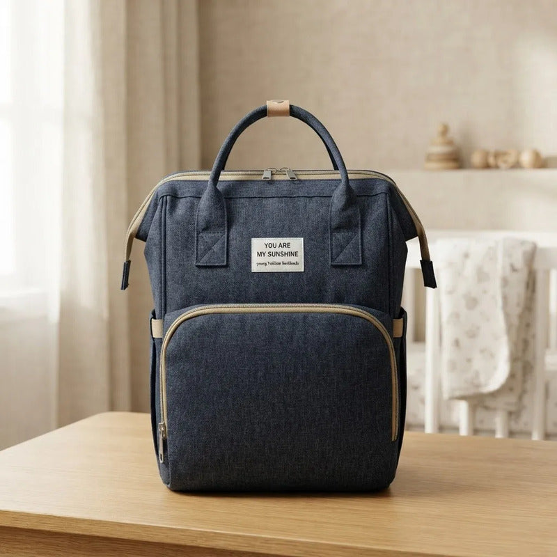 Pañalera Multifuncional Bebe Mochila Con Puerto Usb 10984-1 Azul Oscuro Liso