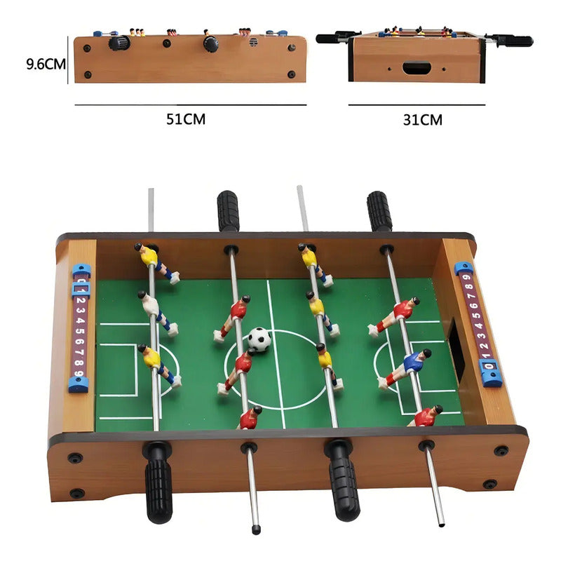 Metegol Mediano 5060 De Madera Juego De Mesa Futbol Niños Tablero Marrón