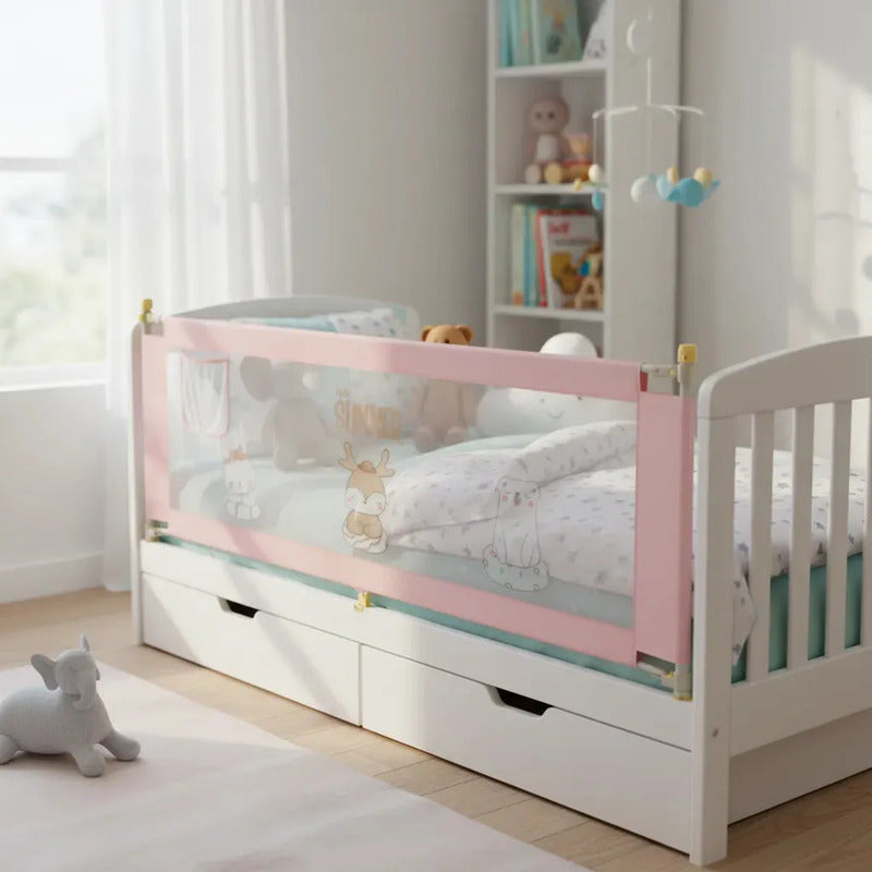 Barandilla Protector De Cama Bebe Infantil Seguridad 2/1.9 Coral Claro Animales
