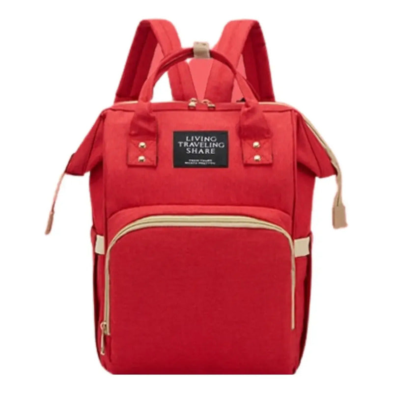 Pañalera Bolso Morral Materno De Bebe 1005-rj Rojo Lisa