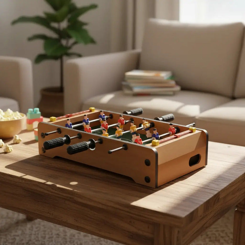 Mini Metegol De Madera Juego De Mesa Futbol Niños Tablero Marrón