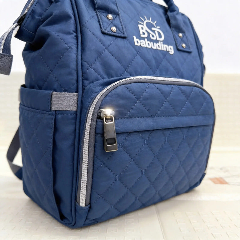 Pañalera Multifuncional Bebe Mochila Con Obsequio Azul Bordado