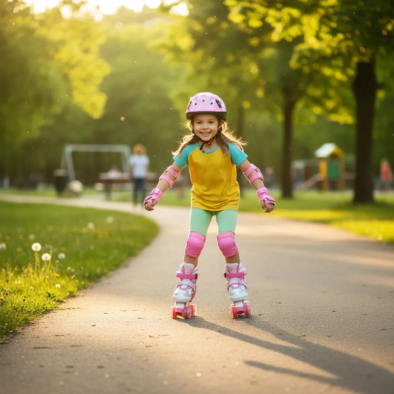 Patines Ajustable Con Luz Y Diseño De Arcoíris Niños Pt-03
