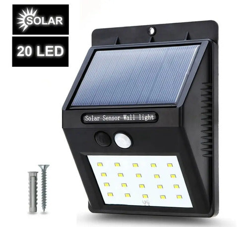 Lámpara Luz Led Exteriores Sensor Movimiento Panel Solar 20l