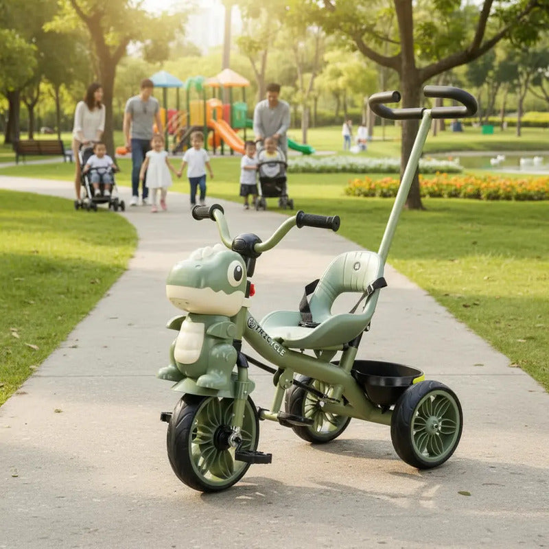 Triciclo Infantil Dinosaurio Con Música Y Cesta Tr-066