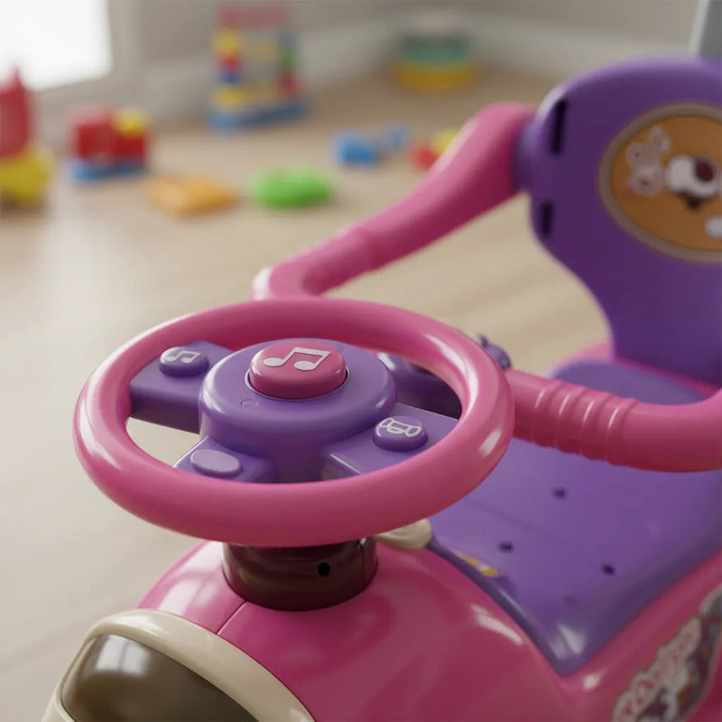 Carro Montable De Impulso Para Niños Musical J-bc8302p-az Rosa Claro