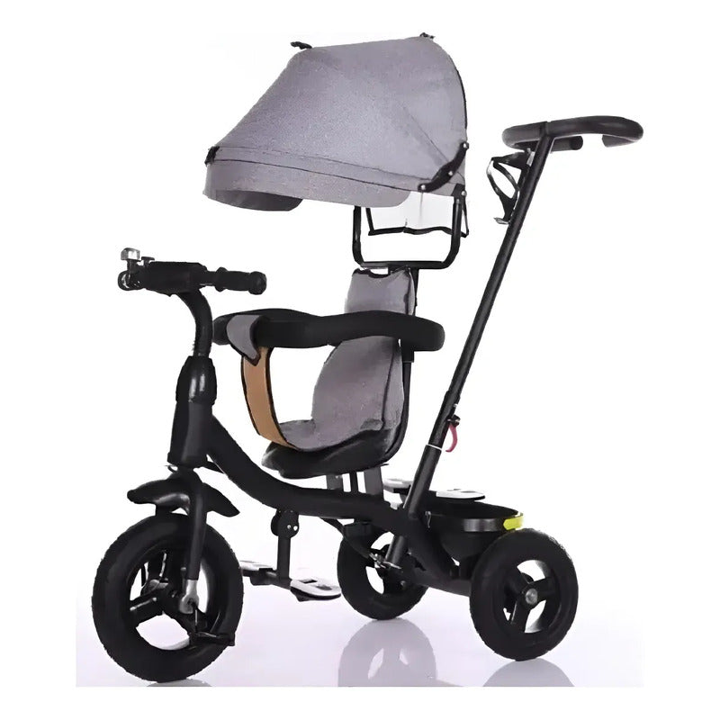 Triciclo Paseador Con Guía Bebe Infantil  Paseador 6041 Gris