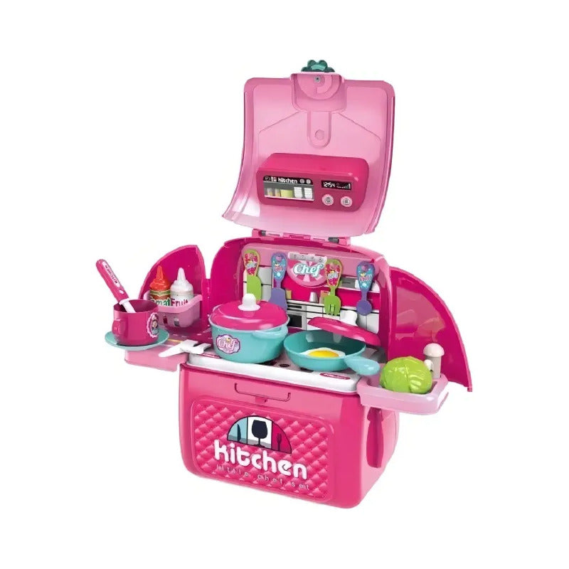 Set De Cocina Portátil Fucsia 40cm Juguete Rx532-14 Rosa Chicle