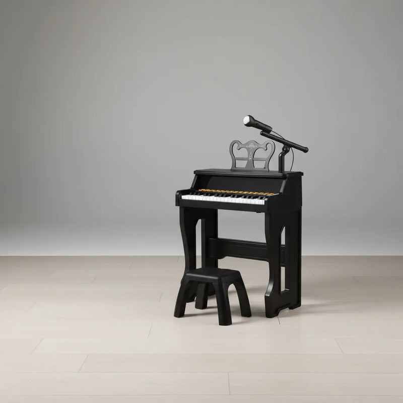Piano Organeta Clasico Musical 37 Letras Juguetes Con Silla Color Negro 110v