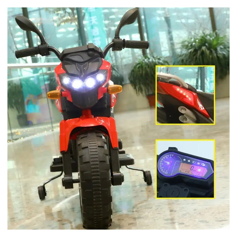 Moto Electrica Cross Llantas Auxliares, 2 A 6 Años,sonidos