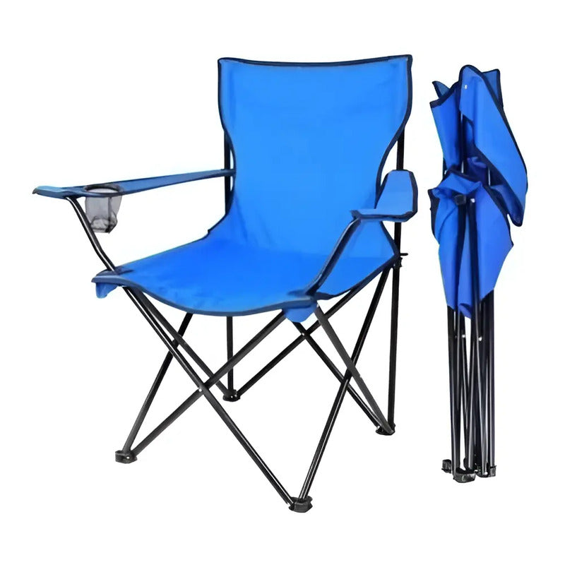 Silla De Camping Plegable Con Portavaso Y Bolso De Transporte Azul