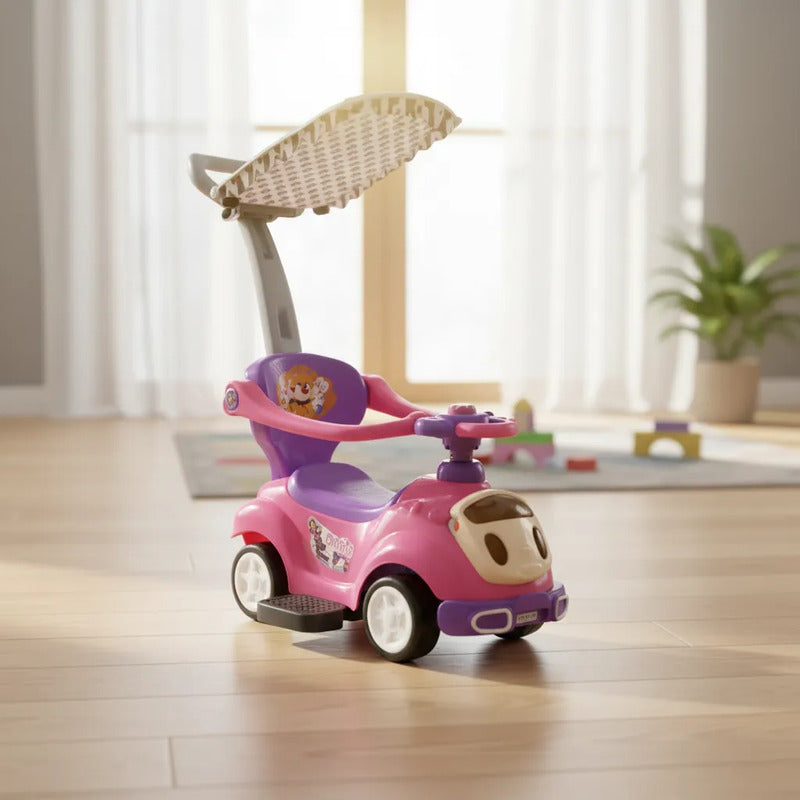 Carro Montable De Impulso Para Niños Musical J-bc8302p-az Rosa Claro
