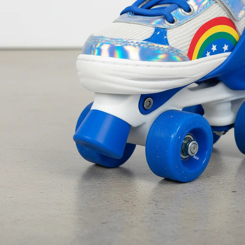 Patines Ajustable Con Luz Y Diseño De Arcoíris Niños Pt-03