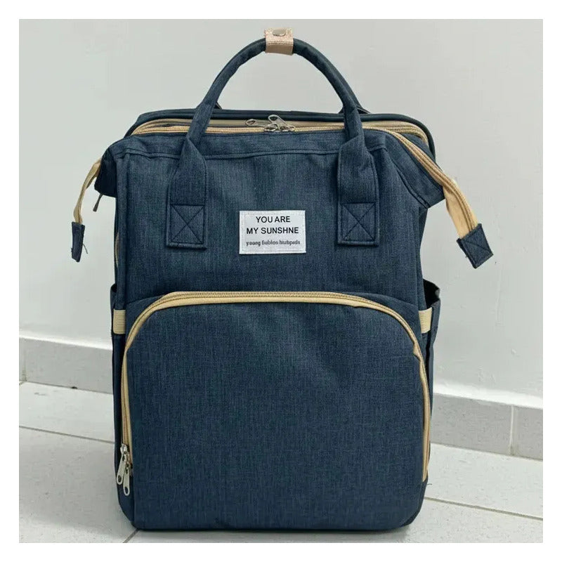 Pañalera Multifuncional Bebe Mochila Con Puerto Usb 10984-1 Azul Liso