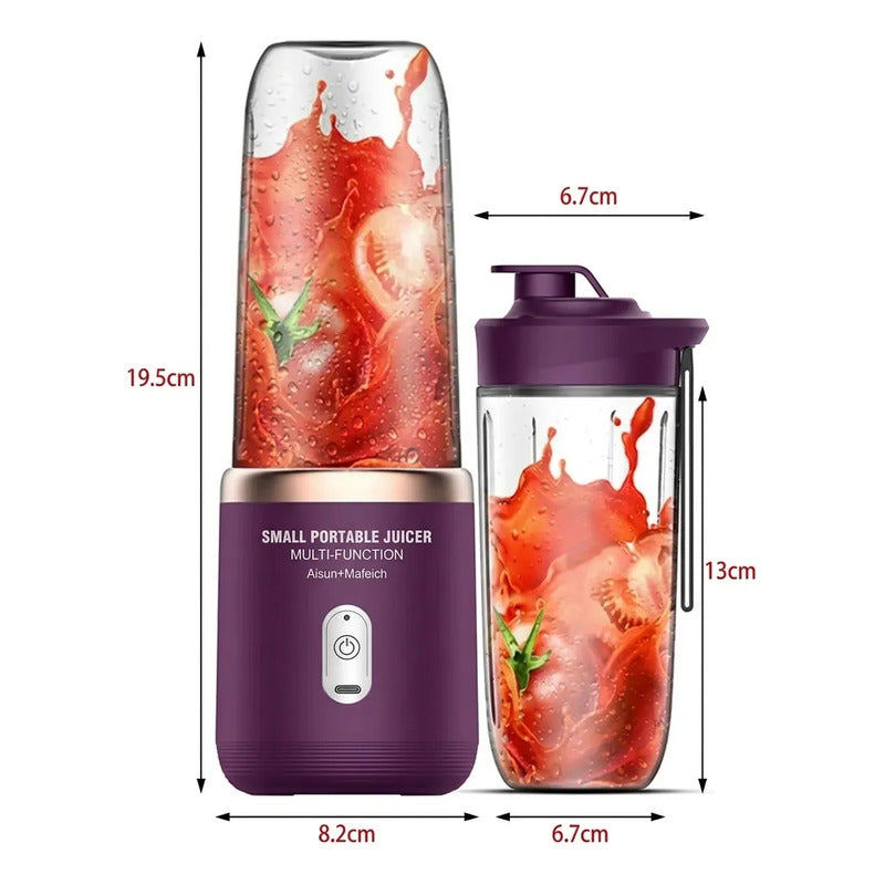 Mini Licuadora Portátil Con Doble Vaso 400ml Morado 12v