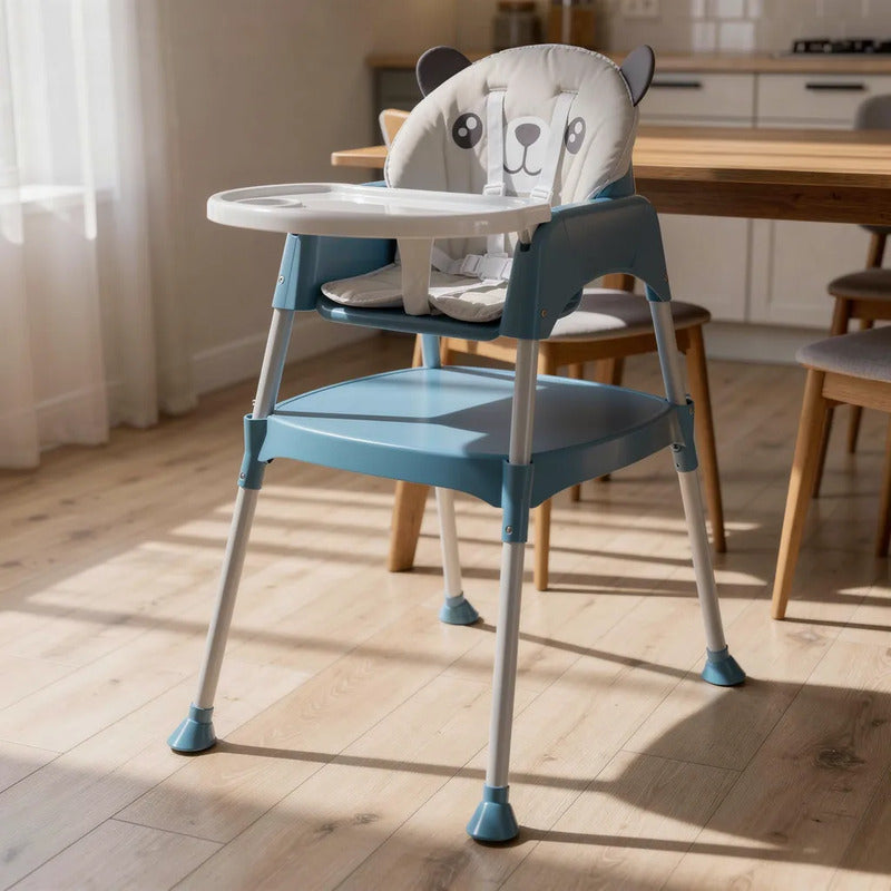 Silla Comedor Y Escritorio Para Bebe + Cojin Acolchado Oso