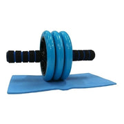 Rueda Abdominal Fit Triple Con 3 Ruedas De Silicona Antideslizante Y Mango Acolchado Azul