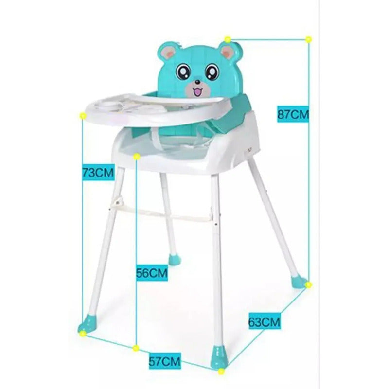 Silla Comedor Para Bebe Portátil Niños 4 En 1 Color Azul Liso