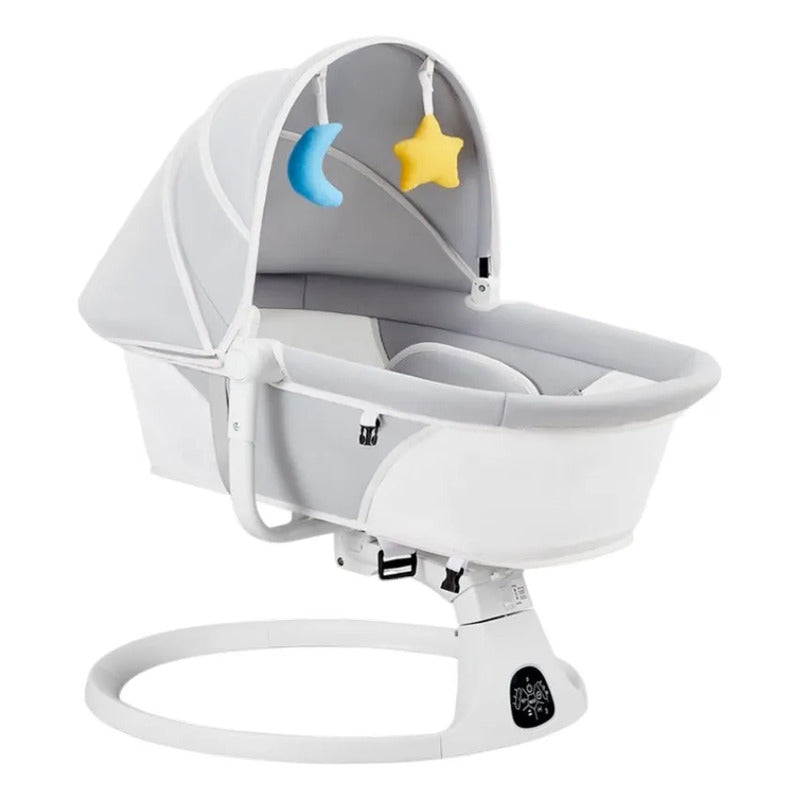 Silla Eléctrica Mecedora Bluetooth Bebé Movimiento Lateral Gris Liso
