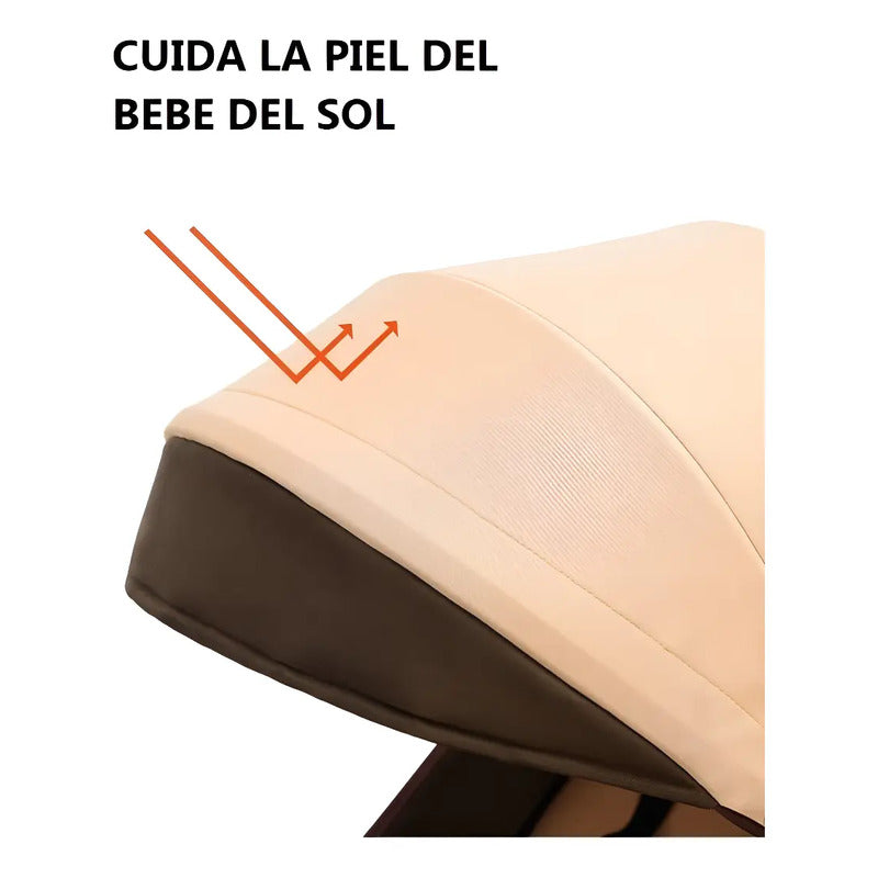 Coche Para Bebe Con Capota Expandible Fino Reversible 701-4 Marrón Dorado