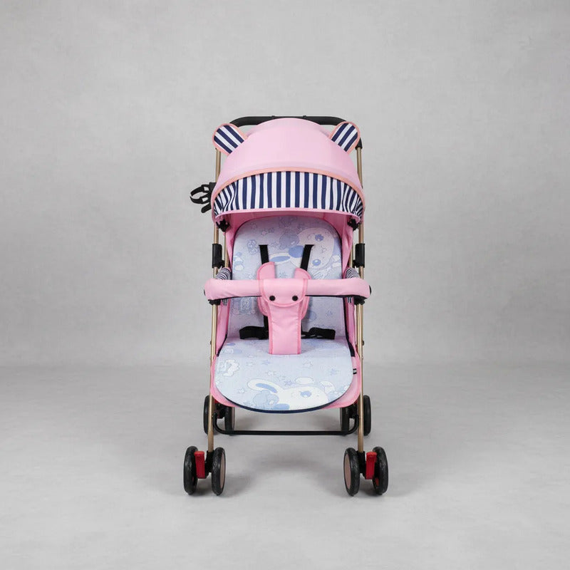 Coche Paseador Para Bebe Facil De Cerrar Y Reversible 803-7 Rosado Dorado