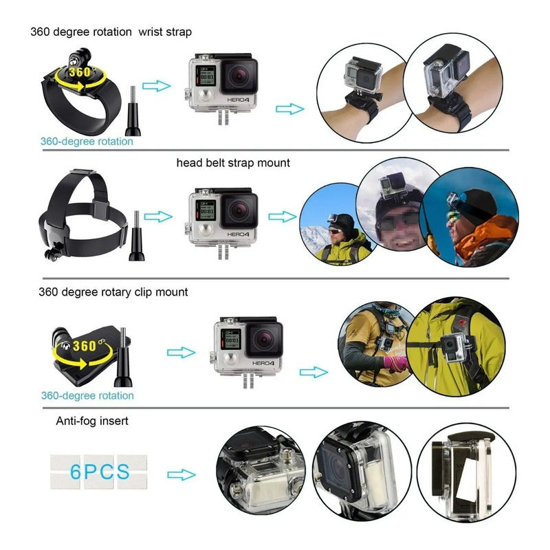 Kit 58 Accesorios Para Cámara Gopro Hero 6 5 4 3 2 O Session