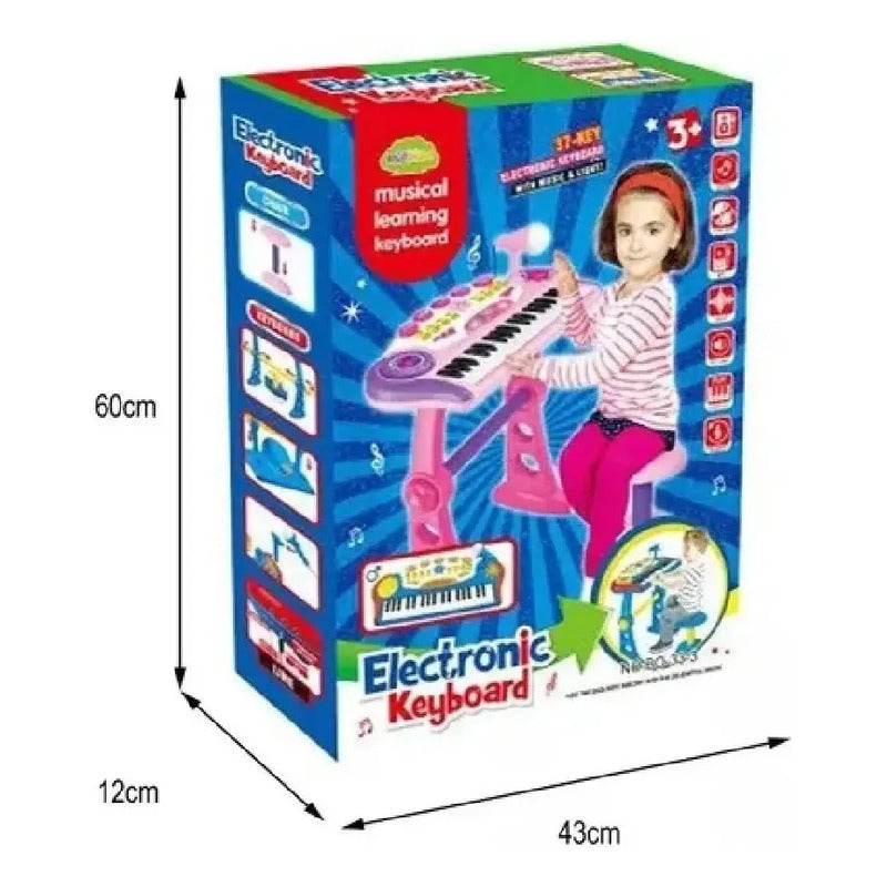 Organeta Piano Teclado Mp3 Para Niños Con Silla Azul 110v