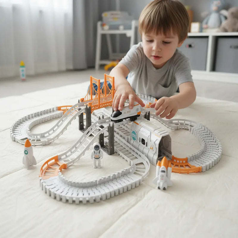 Pista De Carreras Astronauta Infantil Juguete Pc-3717 Color Blanco