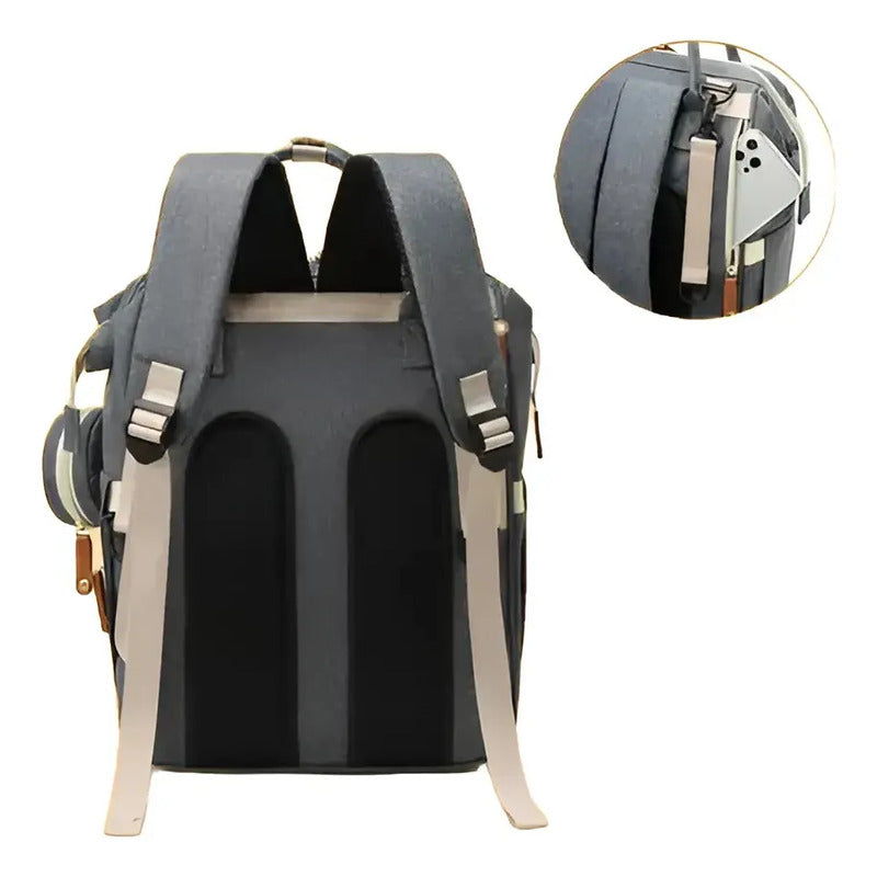 Pañalera Tipo Morral Mochila Con Bolsillos Termicos Usb 9010 Gris Oscuro