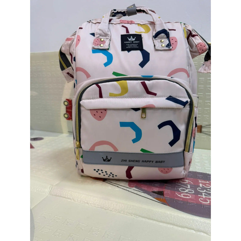 Bolso Pañalera Morral Moderno De Bebe Estampados 11519-13 Beige Colores