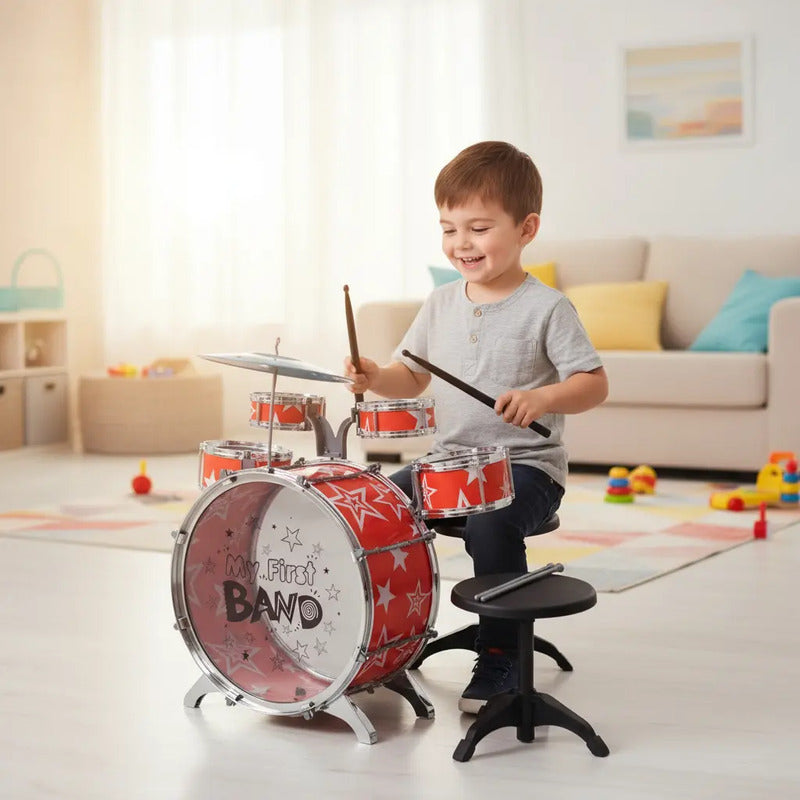 Set Batería Musical Tambores + Silla Niños Percusión M6302
