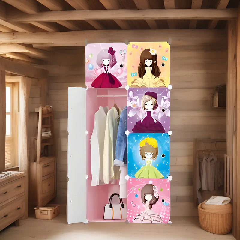 Clóset Infantil M&k Rosa 8 Puertas Organizador Ropa Juguetes Plástico 147x47x75 Cm