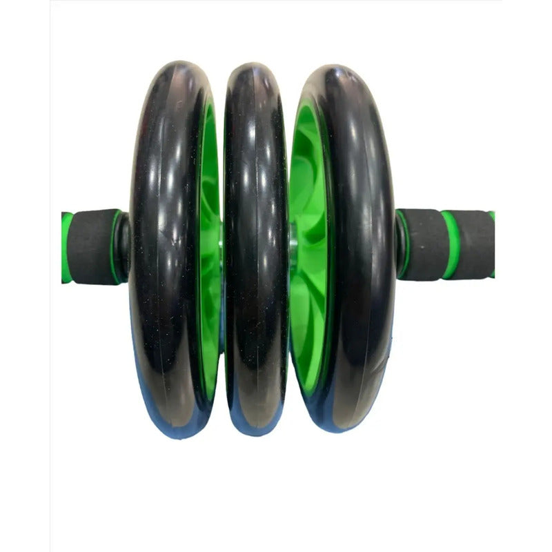 Rueda Abdominal Fit Triple Con 3 Ruedas De Silicona Antideslizante Y Mango Acolchado Azul