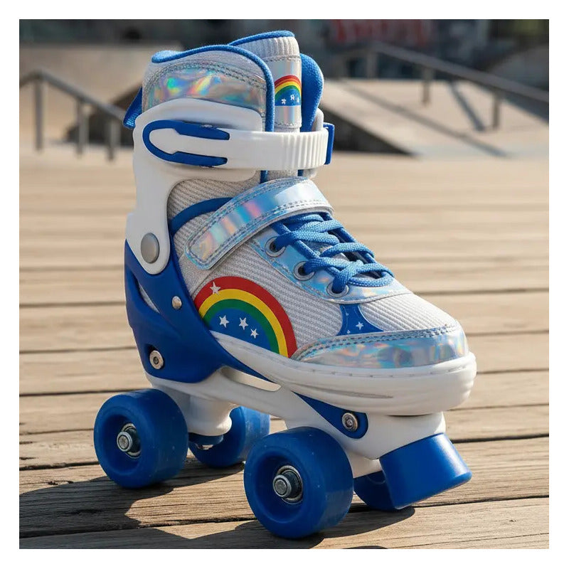 Patines Ajustable Con Luz Y Diseño De Arcoíris Niños Pt-03