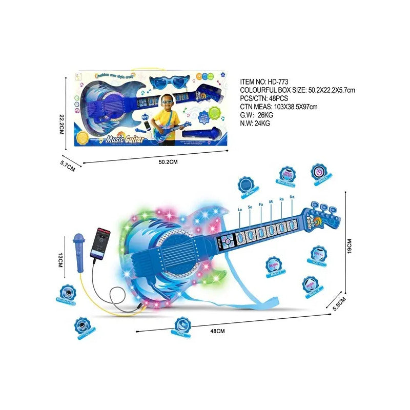 Juguete Guitarra Eléctrica Con Gafas Micrófono Niños 8026
