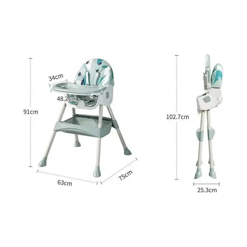 Silla De Comer Para Bebé 2 En 1 Mecedora Color Azul Niños
