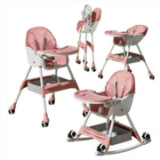 Silla Comedor Bebe Doble Altura Infantil Acolchado 4 En 1 Lisa Rosa Claro