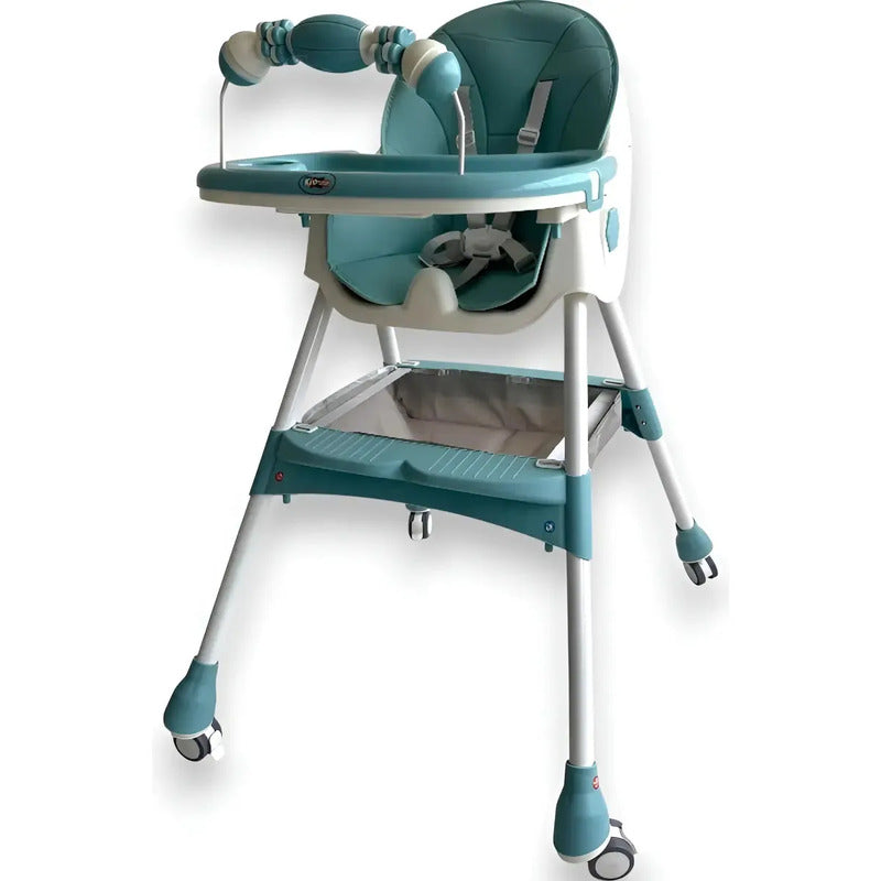 Silla Comedor Juguetes Para Bebe Freno Plegable Con Ruedas Color Agua