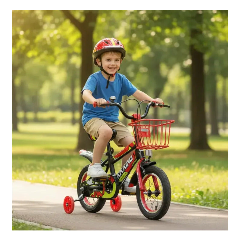 Bicicleta Infantil Con Canasta Y Pito Rin 12 Rojo Bc01-rj Rojo