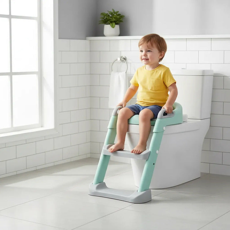 Escalera Baño Entrenamiento Inodoro Niños Os1 Rosado Verde